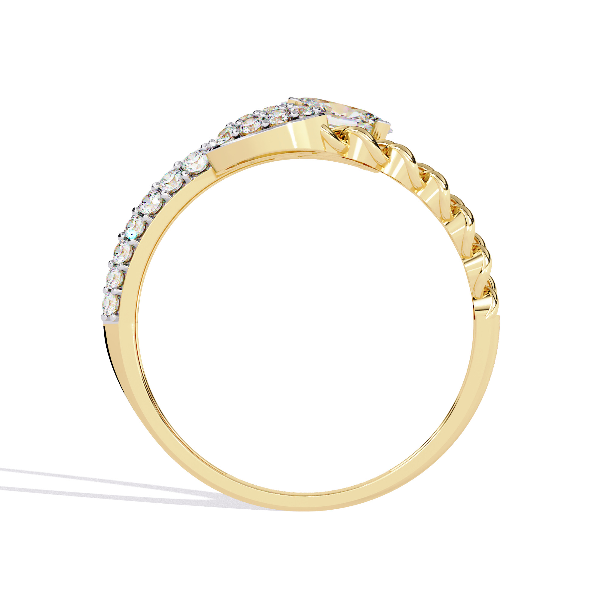 OVAL AND ROUND DIAMOND RING -CAD-015 3D model_8
