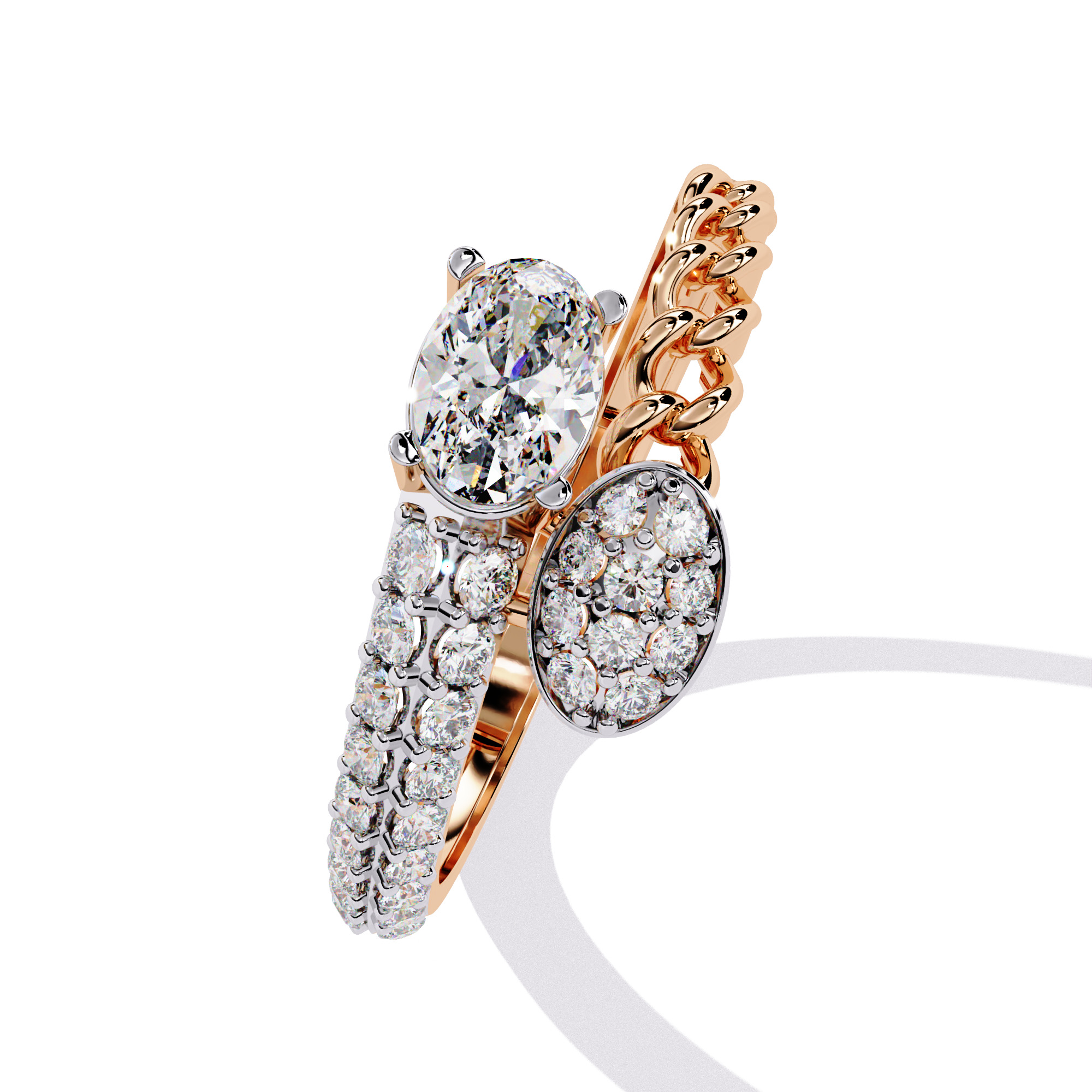 OVAL AND ROUND DIAMOND RING -CAD-015 3D model_2