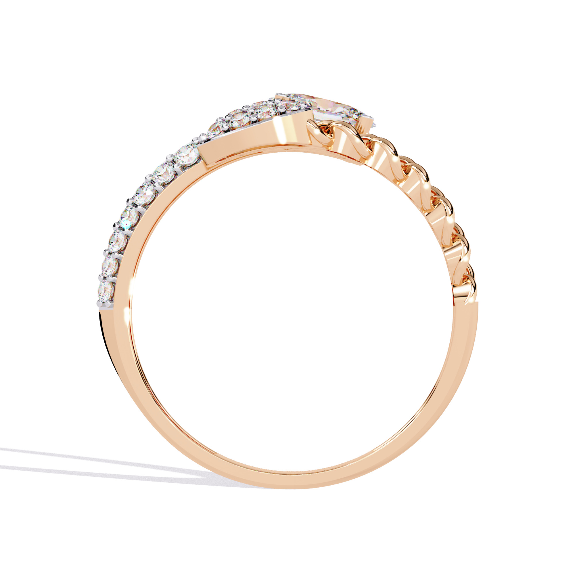 OVAL AND ROUND DIAMOND RING -CAD-015 3D model_7
