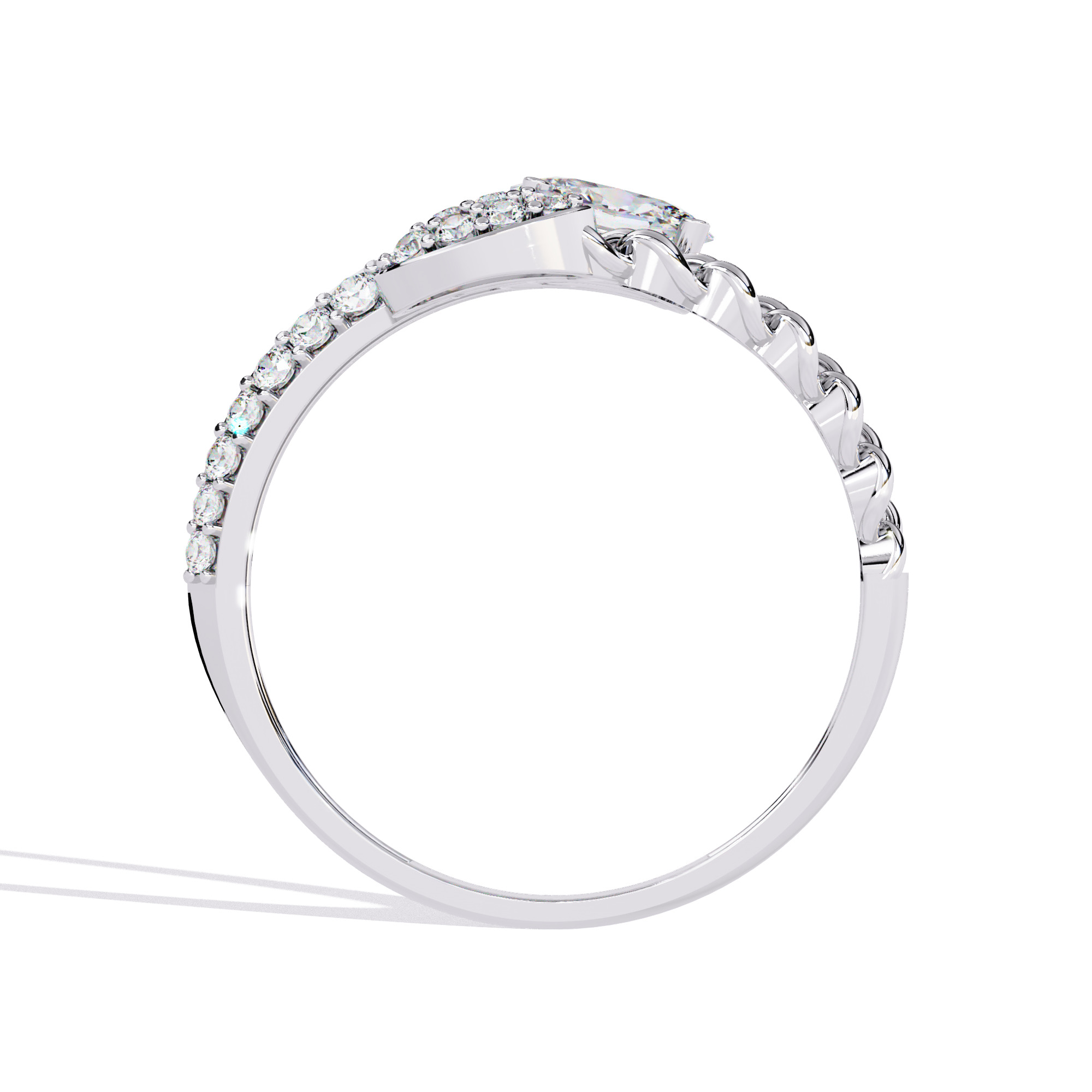 OVAL AND ROUND DIAMOND RING -CAD-015 3D model_6