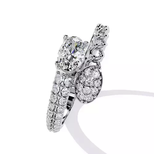 OVAL AND ROUND  DIAMOND RING -CAD-015