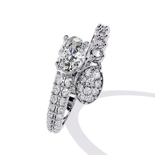 OVAL AND ROUND  DIAMOND RING -CAD-015 3D model