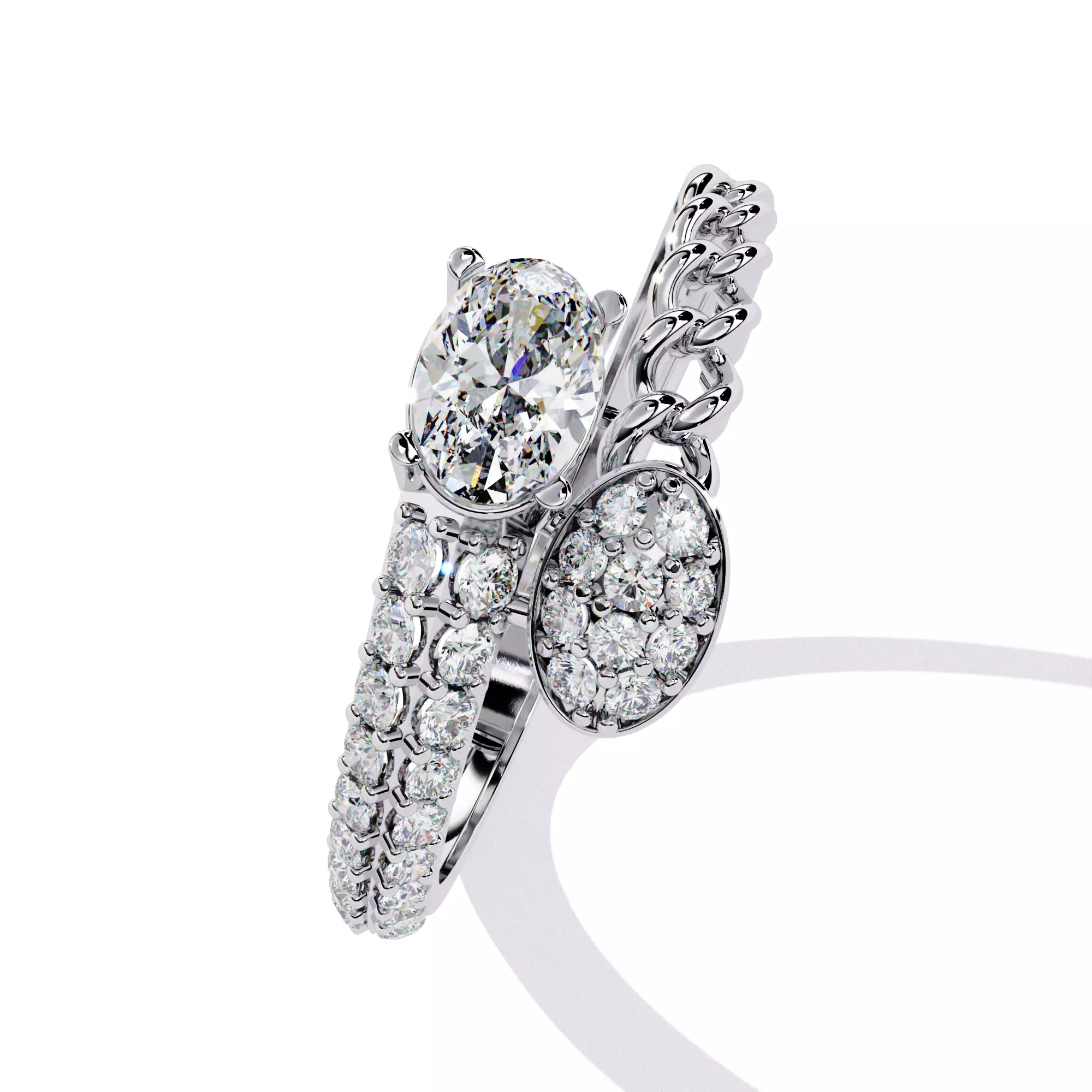OVAL AND ROUND DIAMOND RING -CAD-015 3D model_0