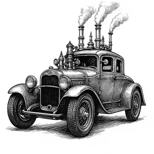 Steampunk Vintage Couple - Fantasy Steam Car Model 3D print model