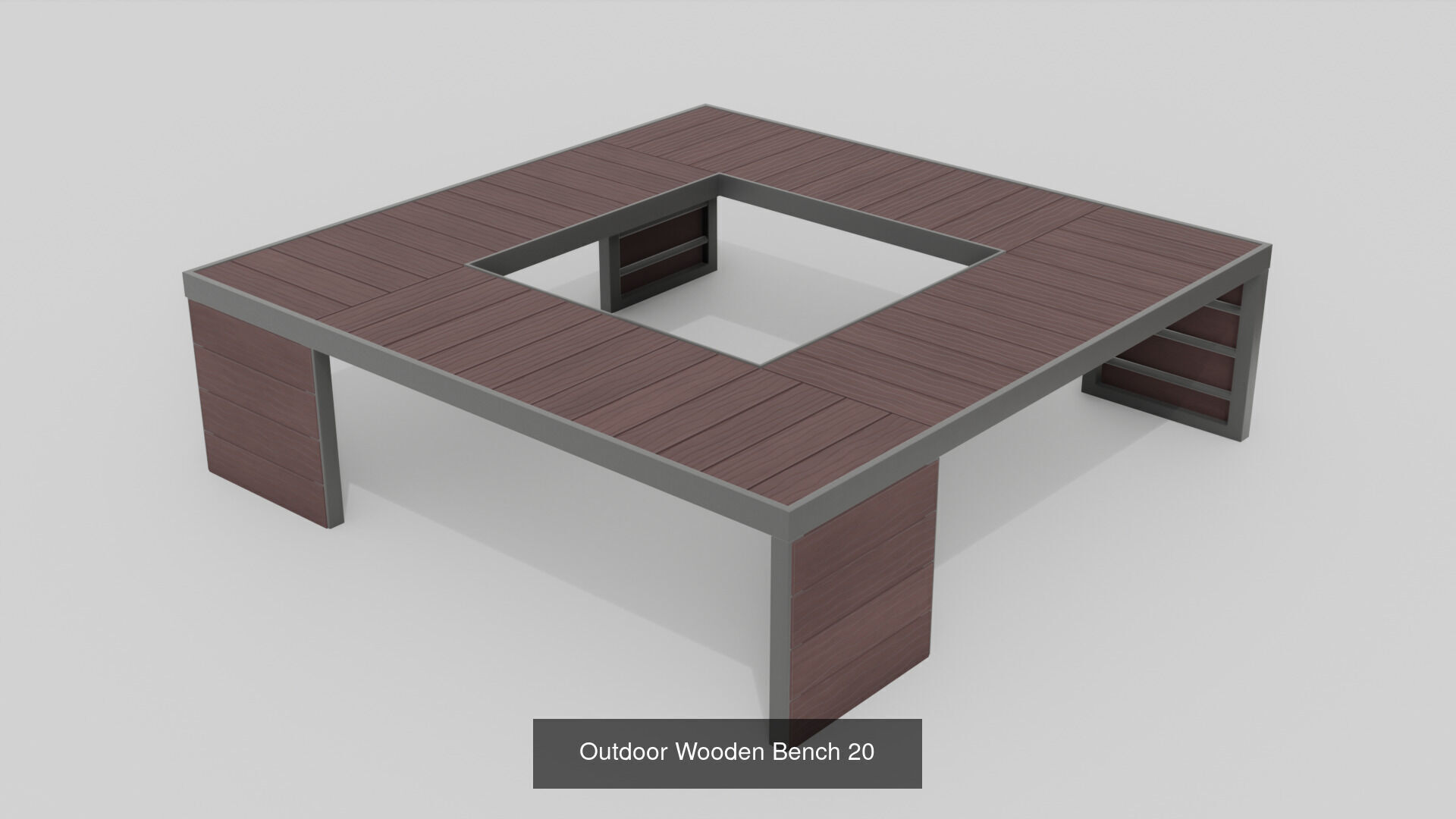 Modern Outdoor 20 Bench 2 Trash Can Collection 3D Asset Pack _16