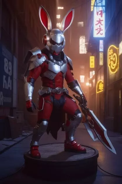 Cyber Bunny Warrior - Sci -fi Armored Hero 3D print model