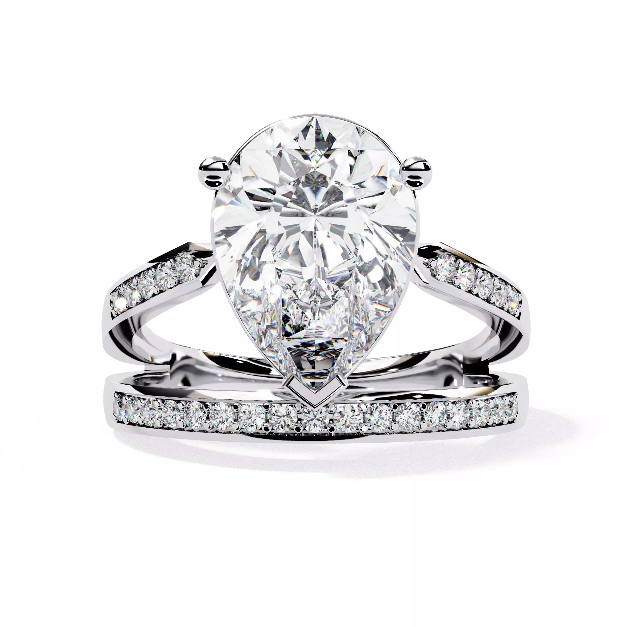 PEAR DIAMOND RING -CAD-017 3D model_0