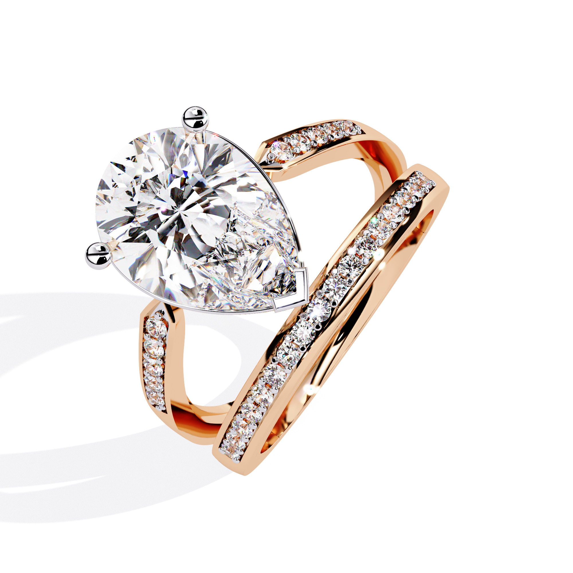 PEAR DIAMOND RING -CAD-017 3D model_5