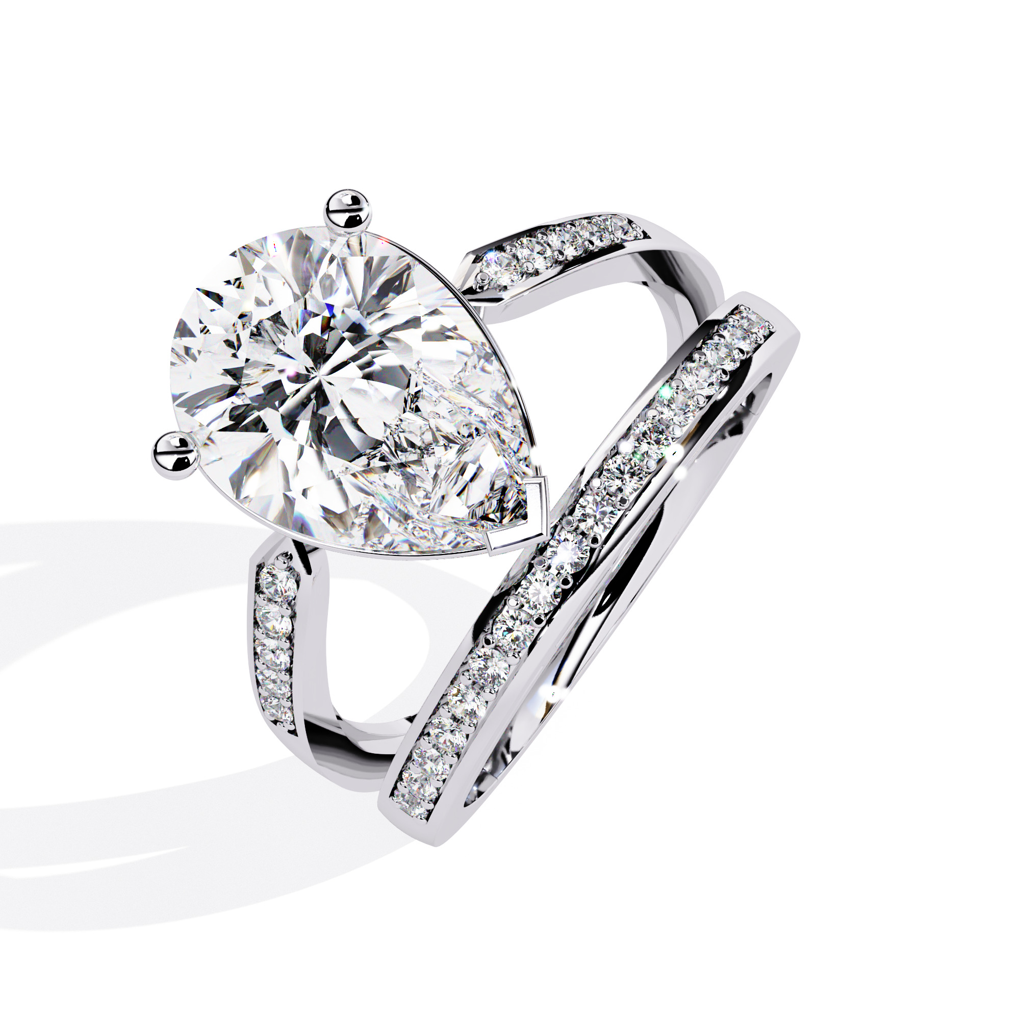 PEAR DIAMOND RING -CAD-017 3D model_3