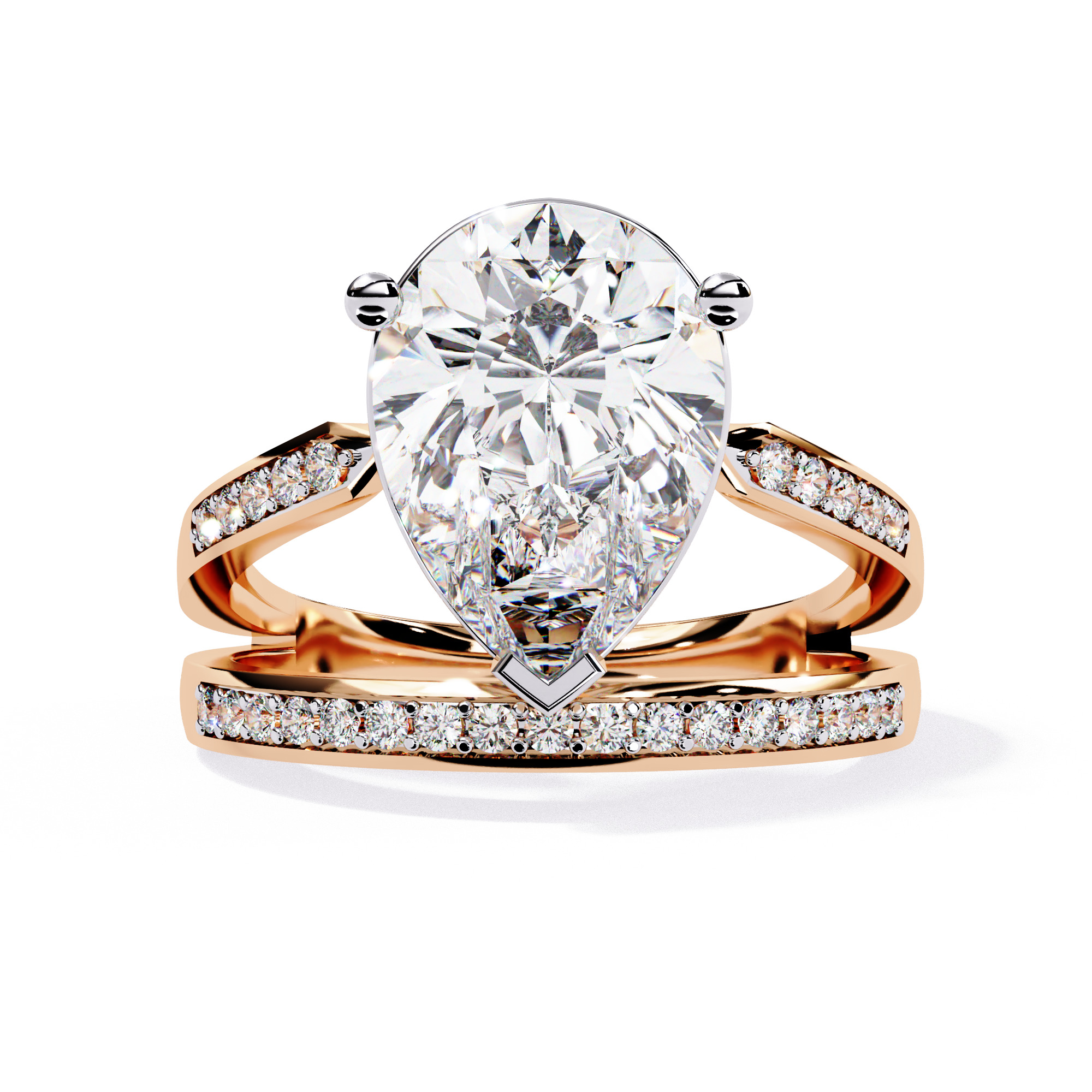 PEAR DIAMOND RING -CAD-017 3D model_2