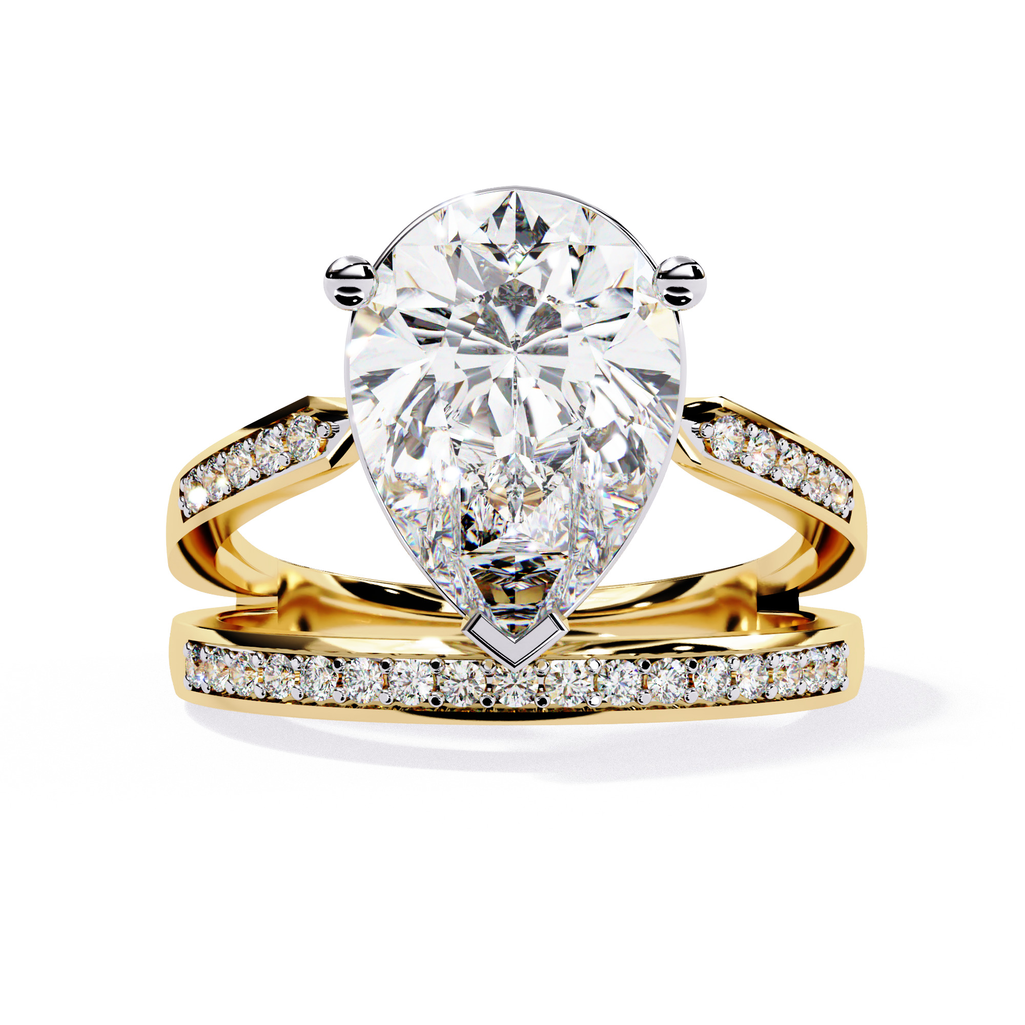 PEAR DIAMOND RING -CAD-017 3D model_1