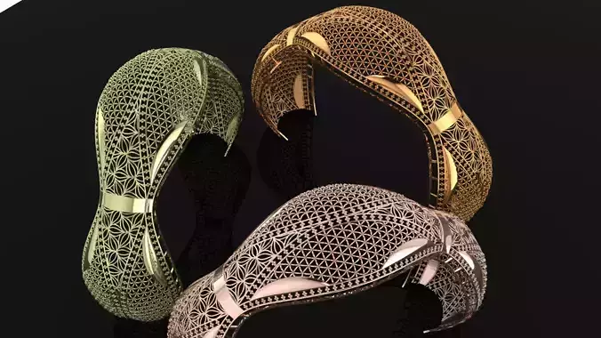 1378 Contour Carve Gold Bangle 62MM-19gm