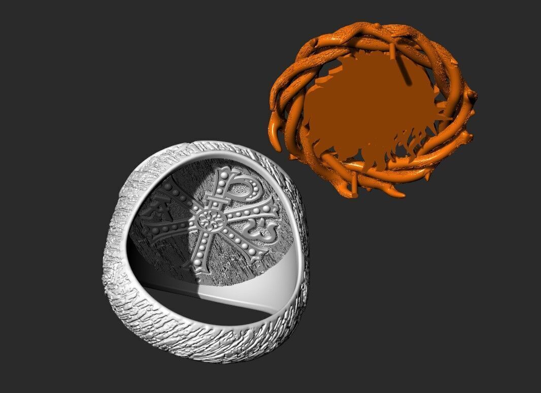 A RING WITH JESUS IN A CROWN OF THORNS 3D print model_5