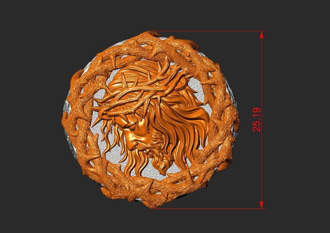 A RING WITH JESUS IN A CROWN OF THORNS 3D print model_3