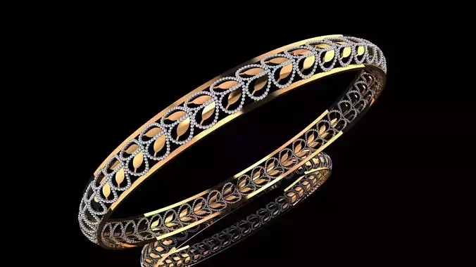 1381 Leaf Motif Gold Bangle 6gm