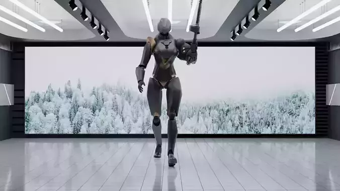 Speedy Futuristic Robot High-Resolution Rigged 3D Model