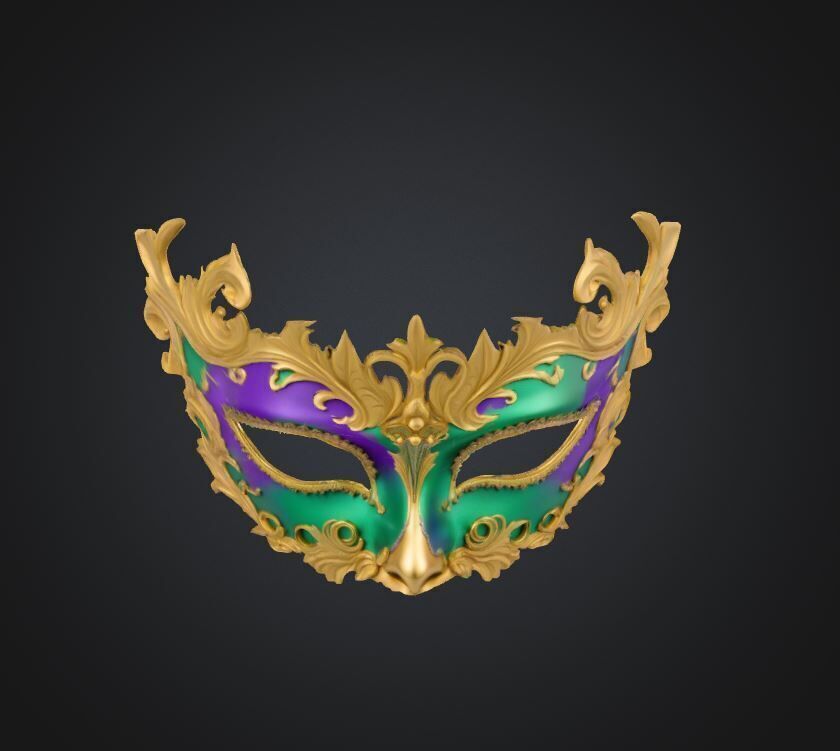 Medieval Masquerade Face Mask - Prom Embroidered Mask 3D print model_19