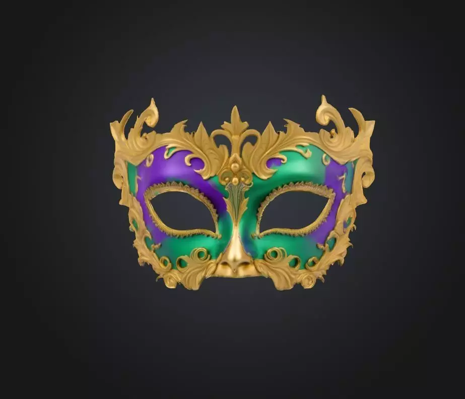 Medieval Masquerade Face Mask - Prom Embroidered Mask 3D print model_0