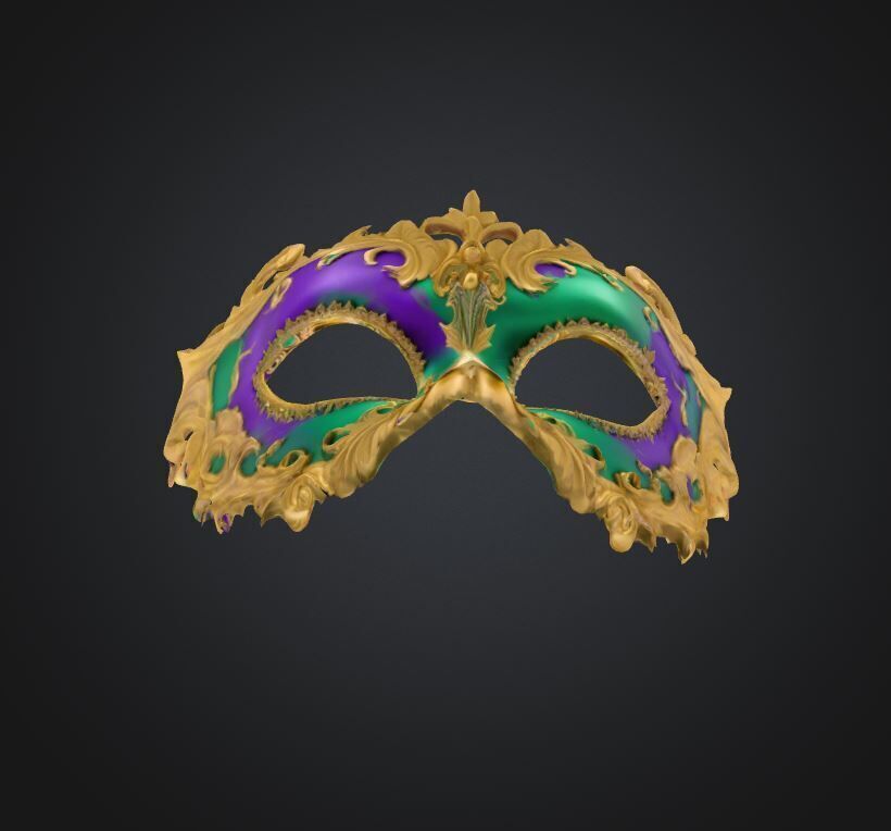 Medieval Masquerade Face Mask - Prom Embroidered Mask 3D print model_26