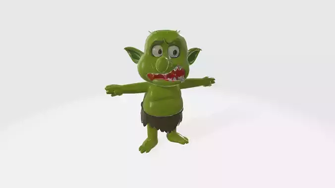 Cute Green Goblin Ready to Rig Anim and Rigged Animated Jump