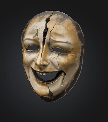 Horror Smile Broken Face Mask - Prom Helloween Embroidered Mask 3D print model