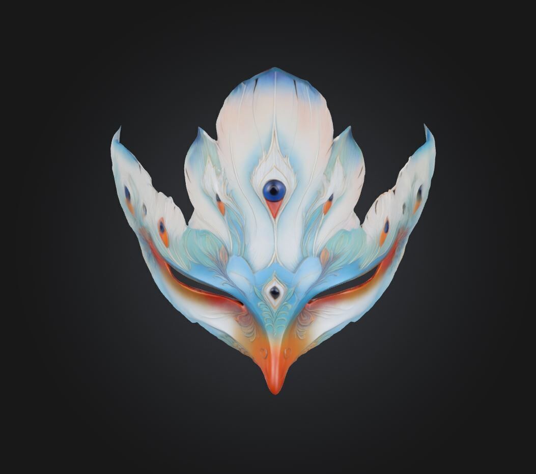 Masquerade Swan Mask - Prom Animal Swan Bird Embroidered Mask  3D print model_20