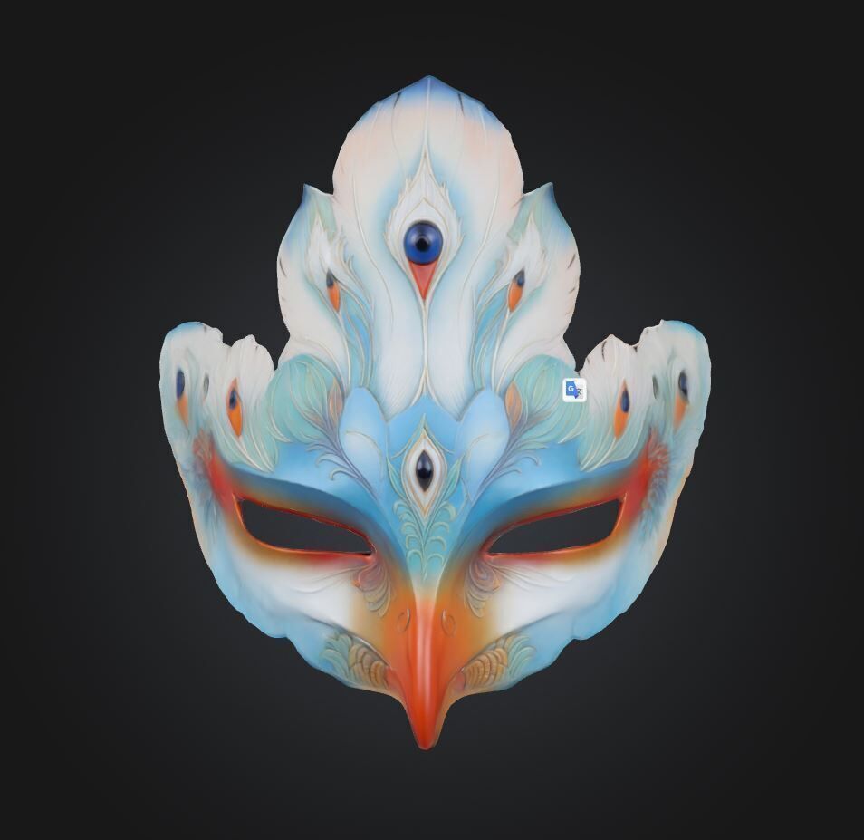 Masquerade Swan Mask - Prom Animal Swan Bird Embroidered Mask  3D print model_29