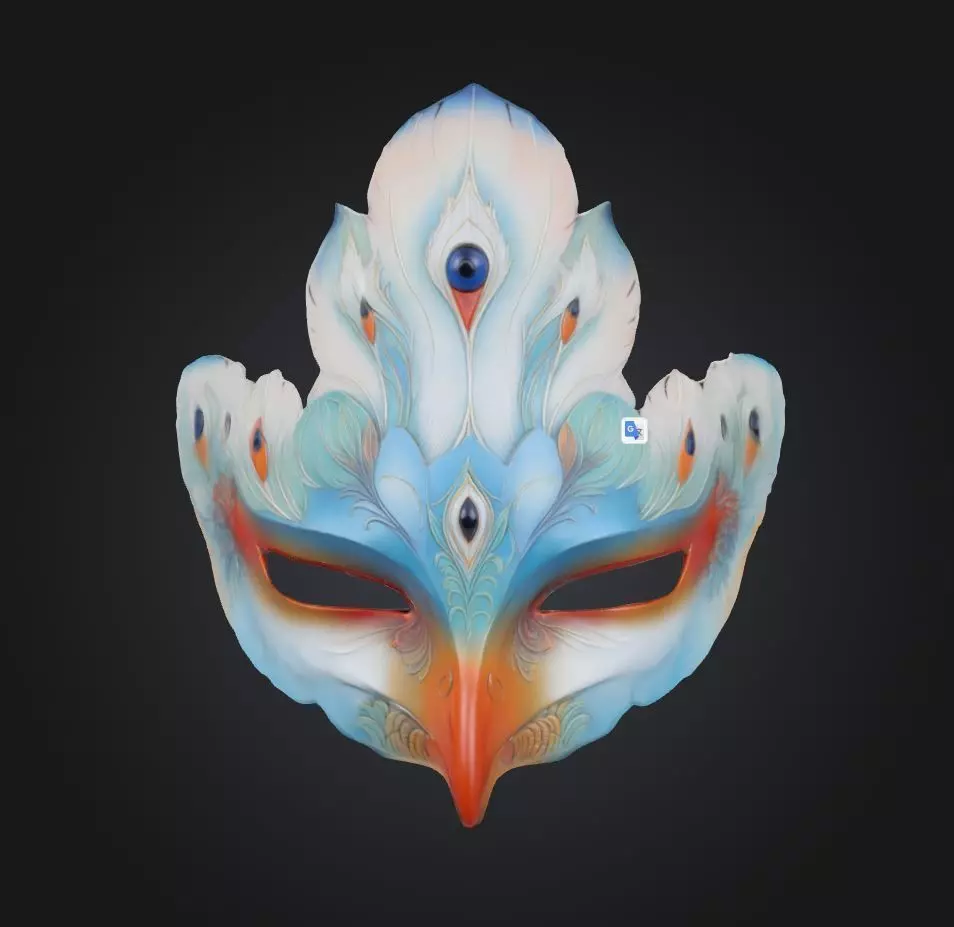 Masquerade Swan Mask - Prom Animal Swan Bird Embroidered Mask  3D print model_0