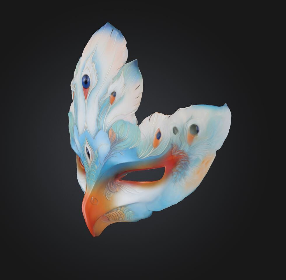 Masquerade Swan Mask - Prom Animal Swan Bird Embroidered Mask  3D print model_9