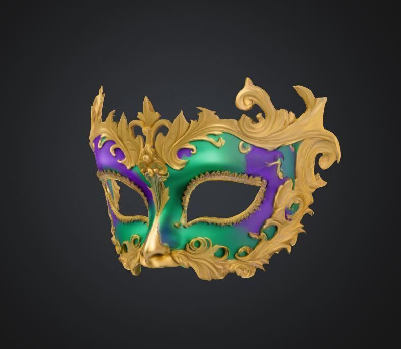Medieval Masquerade Face Mask - Prom Embroidered Mask 3D print model_22