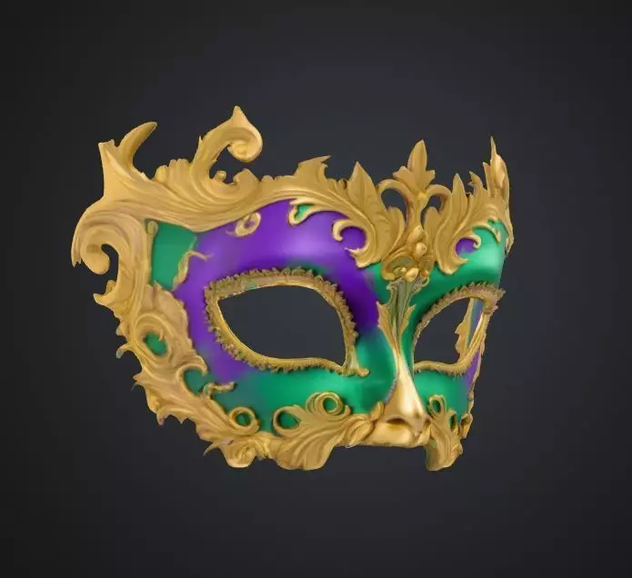 Medieval Masquerade Face Mask - Prom Embroidered Mask 3D print model_0