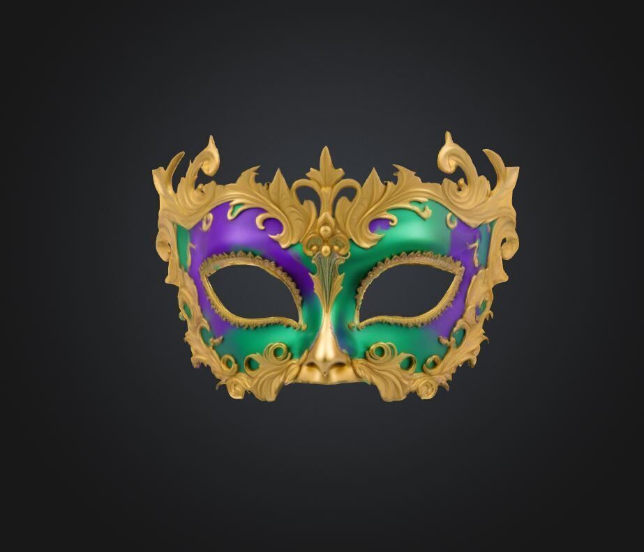 Medieval Masquerade Face Mask - Prom Embroidered Mask 3D print model_14