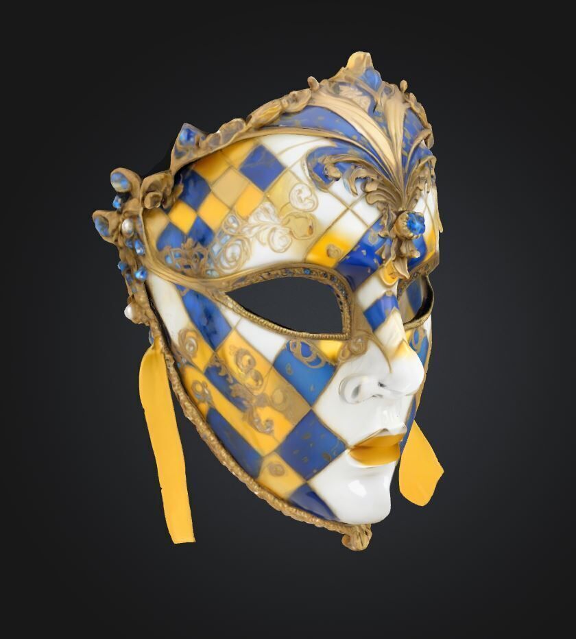 Masquerade Full Face Mask - Prom Unisex Embroidered Mask 3D print model_18