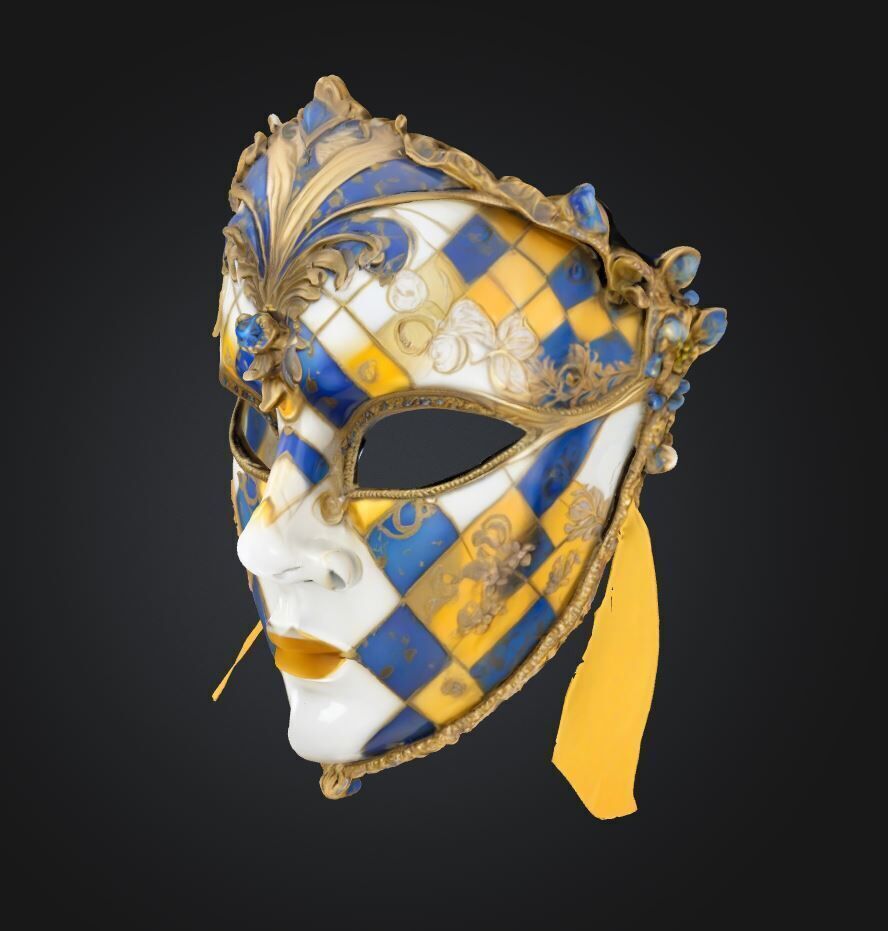 Masquerade Full Face Mask - Prom Unisex Embroidered Mask 3D print model_4