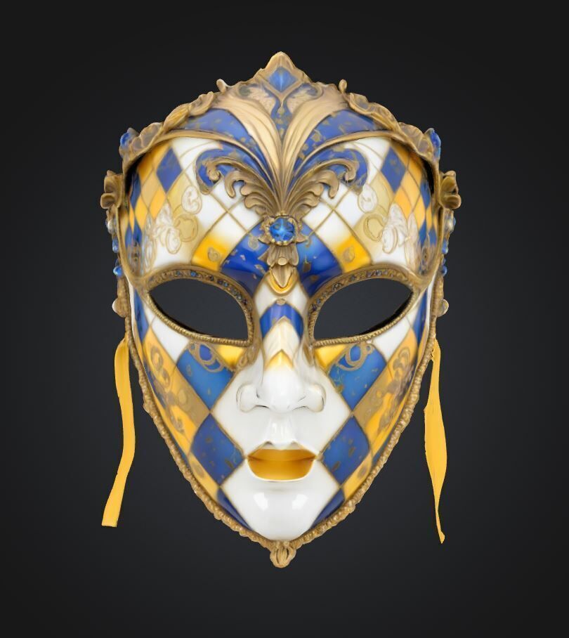 Masquerade Full Face Mask - Prom Unisex Embroidered Mask 3D print model_12