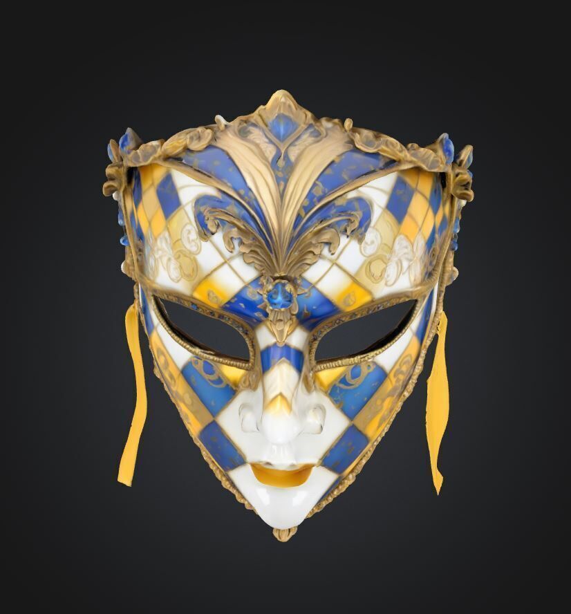 Masquerade Full Face Mask - Prom Unisex Embroidered Mask 3D print model_31