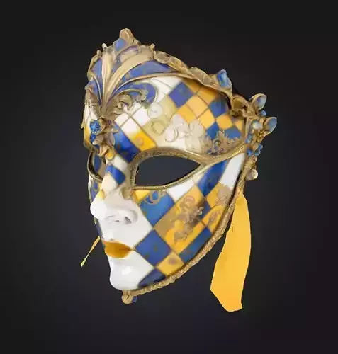 Masquerade Full Face Mask - Prom Unisex Embroidered Mask 