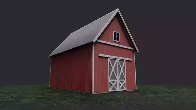 red barn Low-poly 3D model