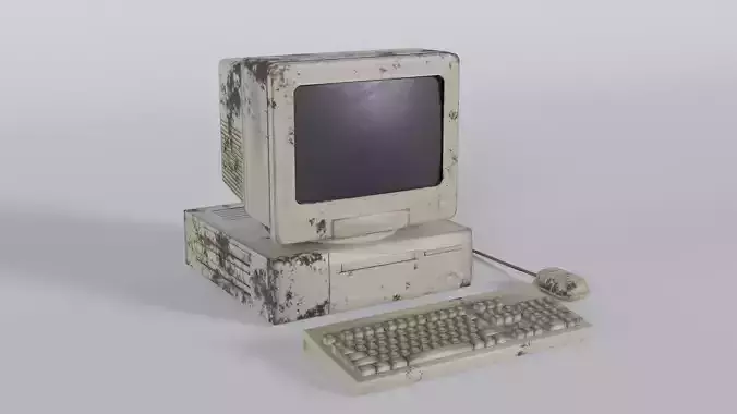 Retro Computer Low-poly 3D model