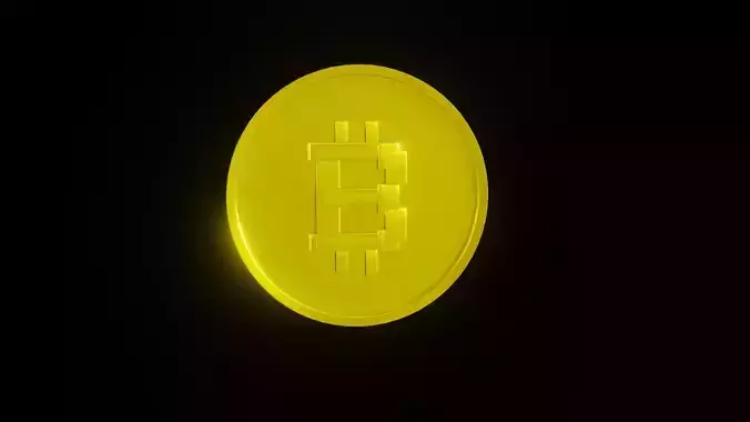Gold BitCoin 1  The Genesis Token Game-Ready 3D Asset