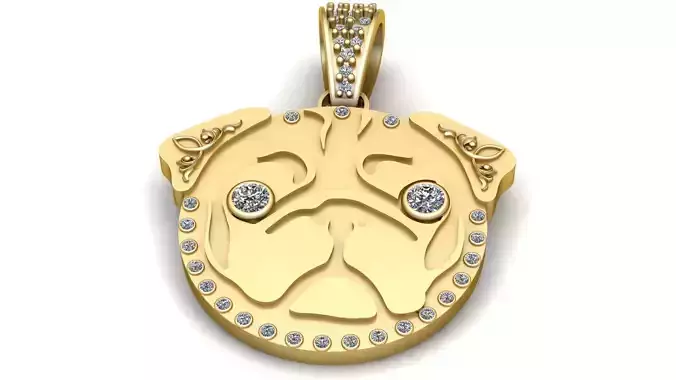 Gold lion face pendant
