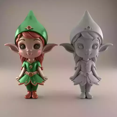 Charming 3D Elf Figurine STL File for Decor 3D print model
