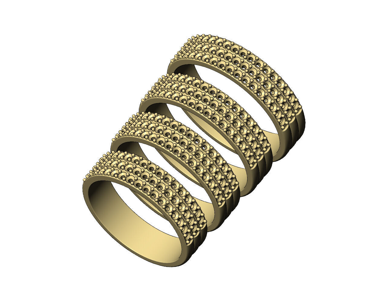 Triple simple half eternity diamond stacker band US sizes 7to10 3D print model_4