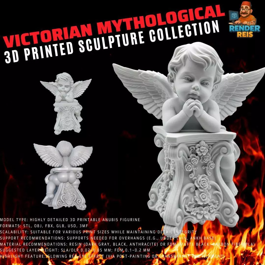 3D Printable BaroqueRococo Style Baby Angel Statue 3D model_0