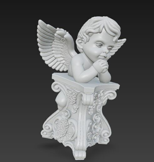 3D Printable BaroqueRococo Style Baby Angel Statue 3D model_8