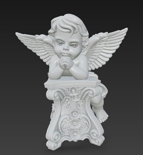 3D Printable BaroqueRococo Style Baby Angel Statue 3D model_1