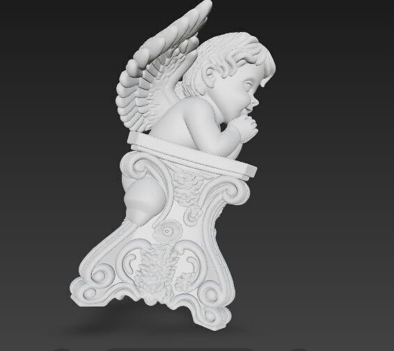 3D Printable BaroqueRococo Style Baby Angel Statue 3D model_2