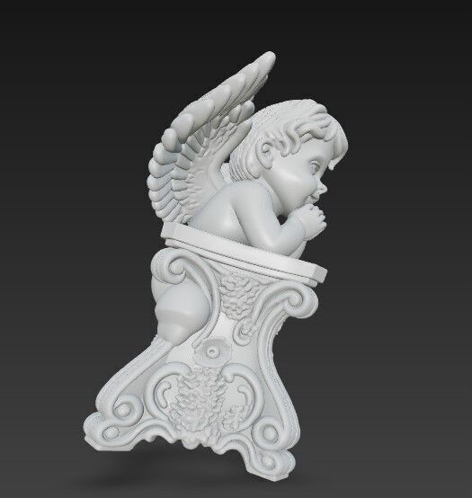 3D Printable BaroqueRococo Style Baby Angel Statue 3D model_9