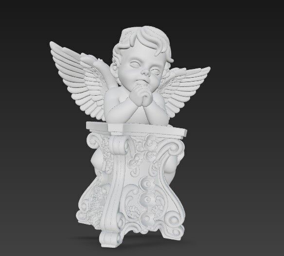 3D Printable BaroqueRococo Style Baby Angel Statue 3D model_3