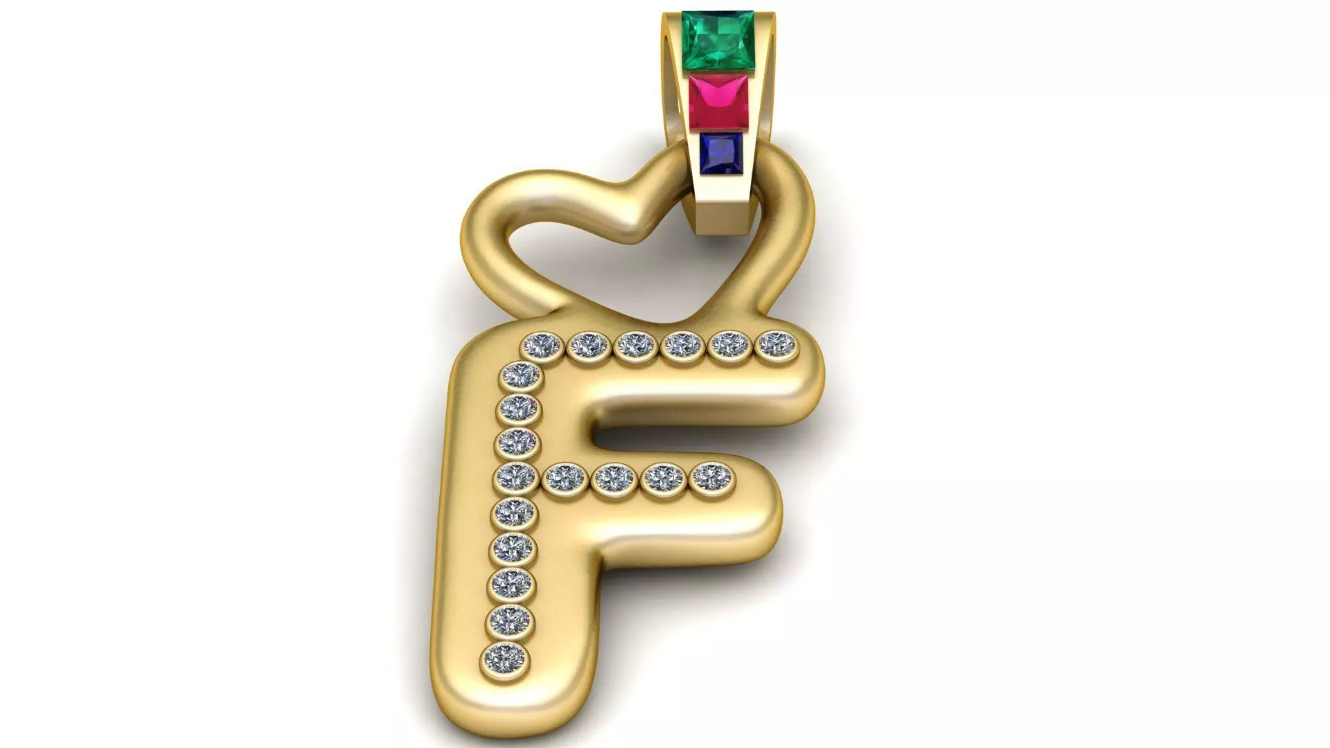 gold alphabet pendant 3D print model